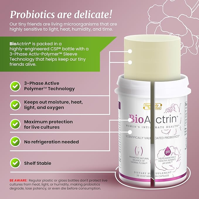 Bioactrin Vaginal Probiotics for Women - Formulated Bacterial Vaginosis Treatment, Yeast Infection and Vaginitis Relief - BV Treatment for Women Probiotic- pH Female Vaginitis Support - 28 Pills