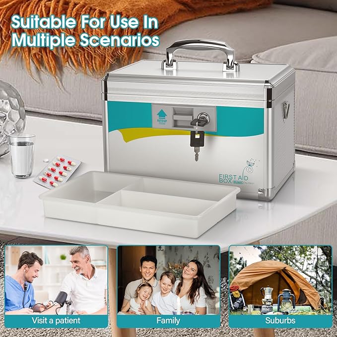 Medicine Lock Box,locking medicine box, Security Large-16inch】 15.9x9.3x8.9 15.9x9.3x8.9 Inch,lock