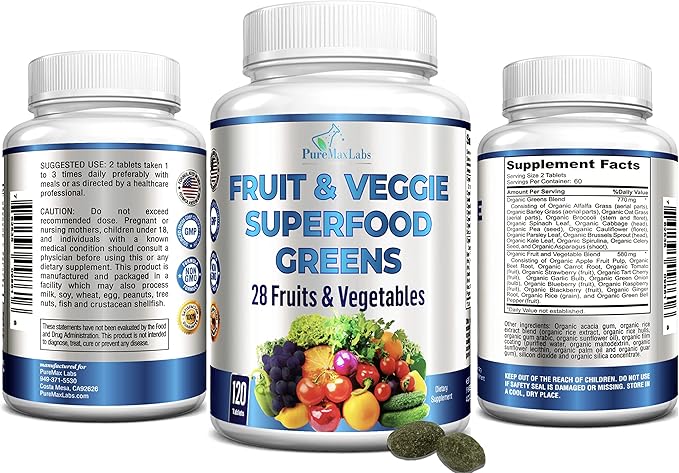 Fruit and Veggie Superfood Greens 120 Tablets 28 Fruits 120 Tablets