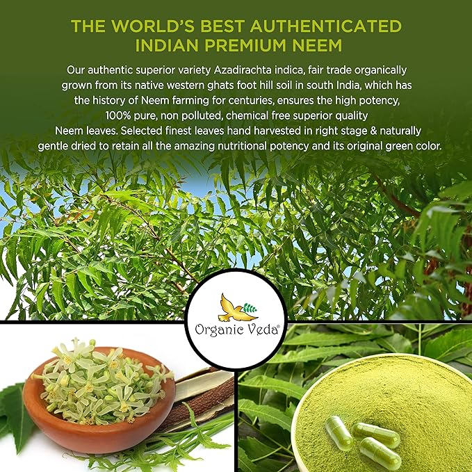 Organic Veda Neem Capsules with Triple 60 Count