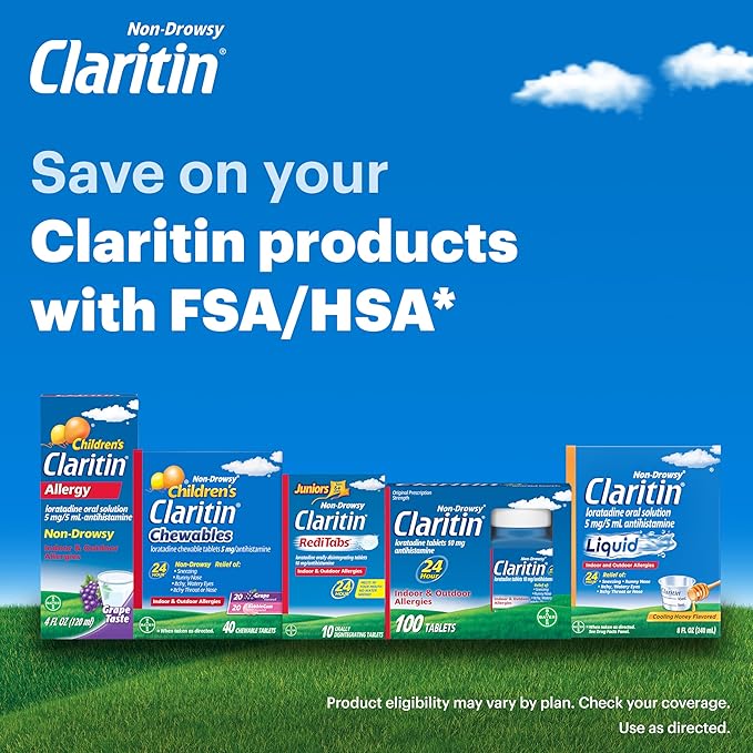 Claritin 24hr Non-Drowsy Allergy Relief, Loratadine Tablets 100ct