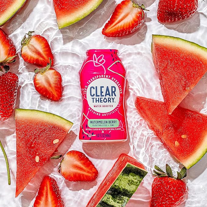 Clear Theory Water Flavoring Drops with Electrolytes, Water Enhancer Liquid Flavored Water Drink Mix, Hydration for Kids, Vegan, Gluten Free, Low Calorie (Watermelon Berry & Fruit Punch)