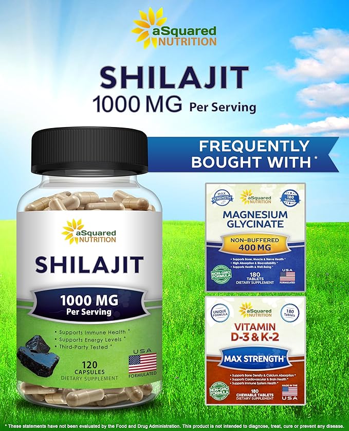 aSquared Nutrition Shilajit 1000mg 120 Capsules