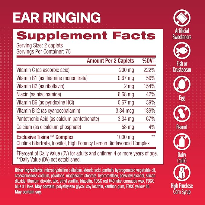 Lipo-Flavonoid Plus Tinnitus Relief – Doctor-Recommended Ear Health Supplement with Bioflavonoids & Vitamin C for Ringing Ears – OTC Support for Tinnitus & Meniere’s Disease, (150 Count)