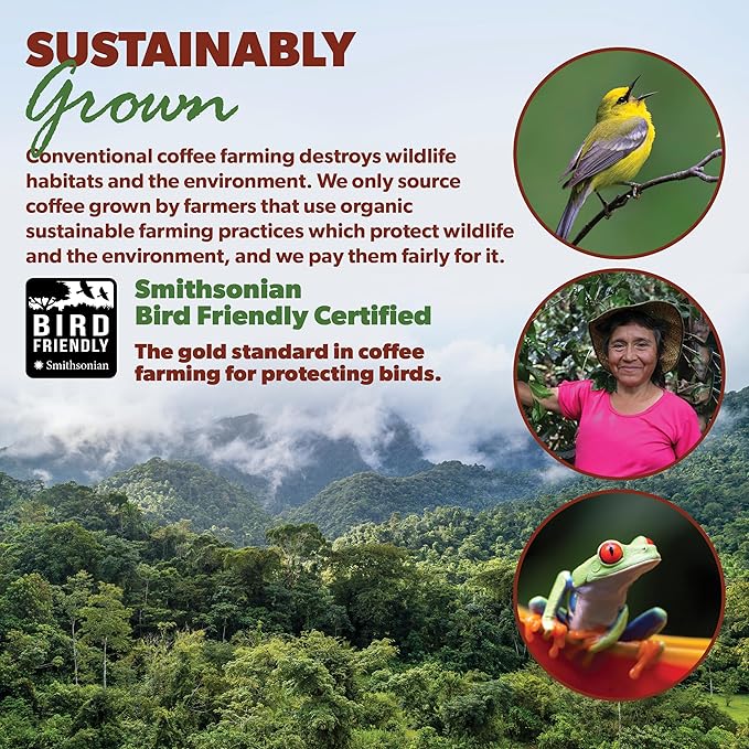 Java Planet Organic, Peru Single Origin Medium Dark Roast, Smooth Full Flavored Organic Coffee Beans, Low Acid, Whole Bean Coffee, Smithsonian Bird Friendly 1LB Bag