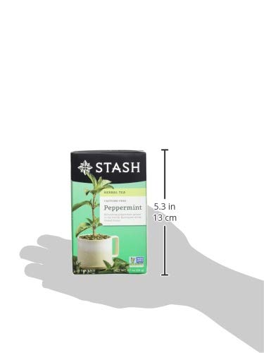 Stash Tea Peppermint Herbal Tea - Naturally Caffeine Free, Non-GMO Project Verified Premium Tea with No Artificial Ingredients, 20 Count (Pack of 6) - 120 Bags Total