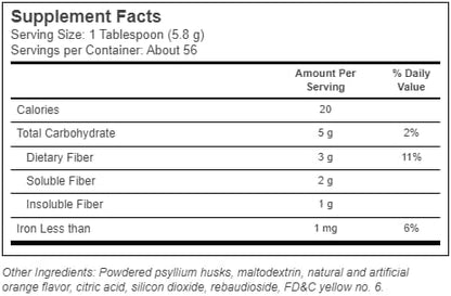 Konsyl Daily Fiber Orange Sugar-Free 100% Natural Psyllium Husk Powder