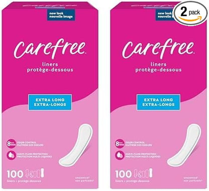 Carefree Panty Liners, Extra Long Liners, 100ct (Packaging 2)