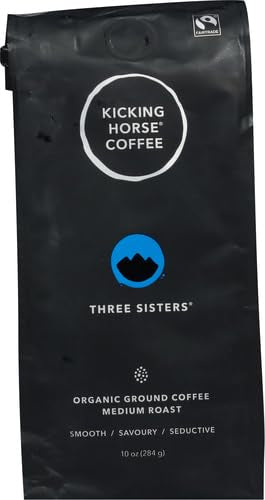 Three Sisters, Kicking Horse Coffee, Medium Roast, Ground, 10 oz - Certified Organic, Fairtrade, Kosher Coffee