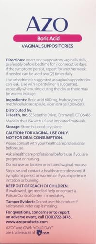 AZO Boric Acid Vaginal Suppositories, Helps 30 Count 2)