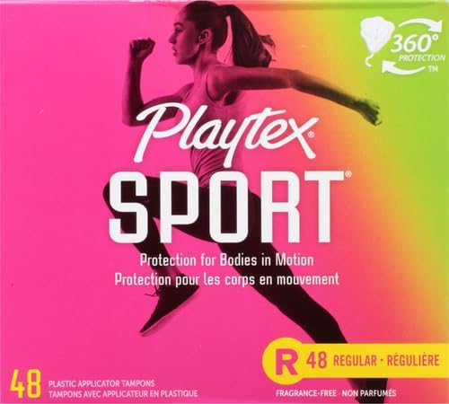 Playtex Sport Tampons, Regular Absorbency, Fragrance-Free 48ct (Packaging