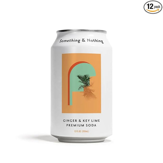 Something & Nothing Flavoured Sparkling Water - Lightly Carbonated, Full Flavoured with Added Grape & Lemon Juice | Vegan & Low Calorie Soda | 355ml Cans, Pack of 12 (Ginger & Key Lime)