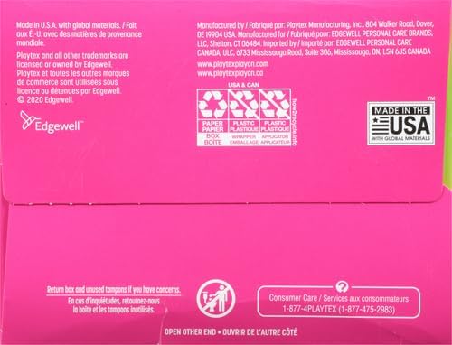 Playtex Sport Tampons, Regular Absorbency, Fragrance-Free 48ct (Packaging