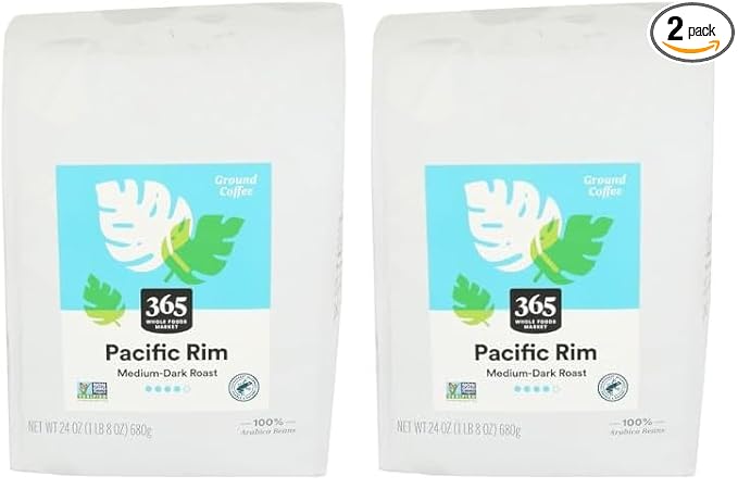 365 by Whole Foods Market, Coffee Vienna Roast Pacific Rim Ground, 24 Ounce (Pack of 2)