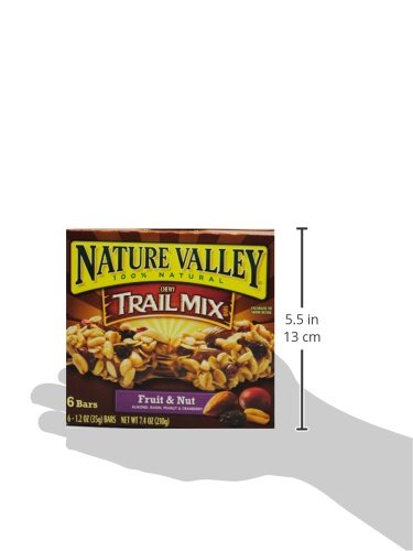 Nature Valley Chewy Fruit and Nut Granola Bars, Trail Mix, 6 Bars, 7.4 OZ (Pack of 12)