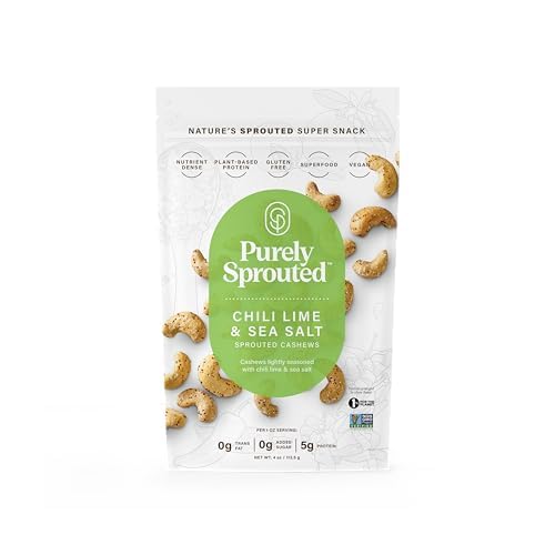 Purely Sprouted Cashews Chili Lime Sea (4 oz, 6 pack)