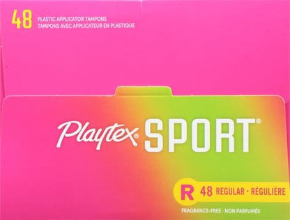 Playtex Sport Tampons, Regular Absorbency, Fragrance-Free 48ct (Packaging
