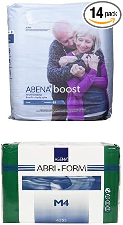 Bundle of Abena BOOST Fluff Incontinence Pads 20 Count 4, Medium, 14 Count