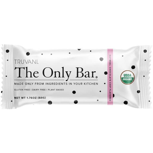Truvani Plant Based Snack Bars | Oatmeal Chocolate Chip 1 Pack | 6g Protein | USDA Organic and Vegan | The Only Bar | Dairy, Soy, and Gluten Free | Individually Wrapped