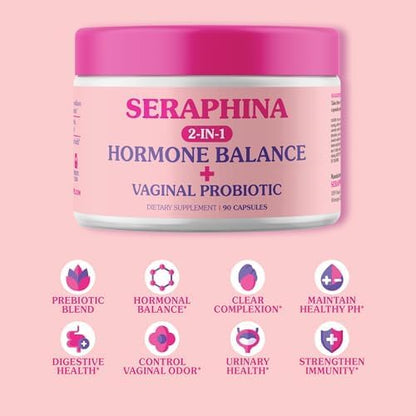 Seraphina Vaginal Probiotics 2-in-1 for Women 90 Capsules 10 Billion 6 Strains (90 Count 1))