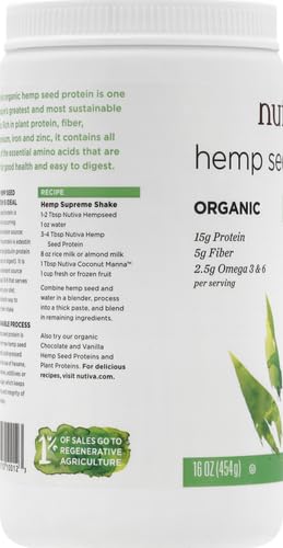 Nutiva Organic Cold-Pressed Raw Hemp Seed 16 Oz, 30 Approved,