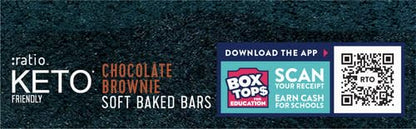 Ratio Soft Baked Bars, Chocolate Brownie, 1g Sugar, Keto Friendly, 5.34 oz (6 Bars)