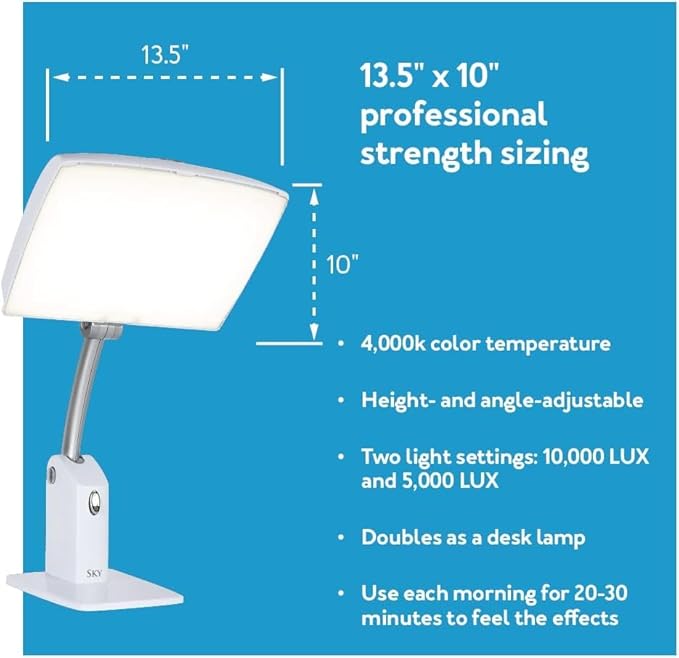 Carex Day-Light Sky Bright Light Therapy Lamp 10,000 LUX 12 Inches,