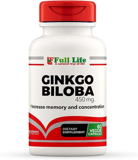 Full Life Ginkgo Biloba Capsules 60 Veggie 450mg.