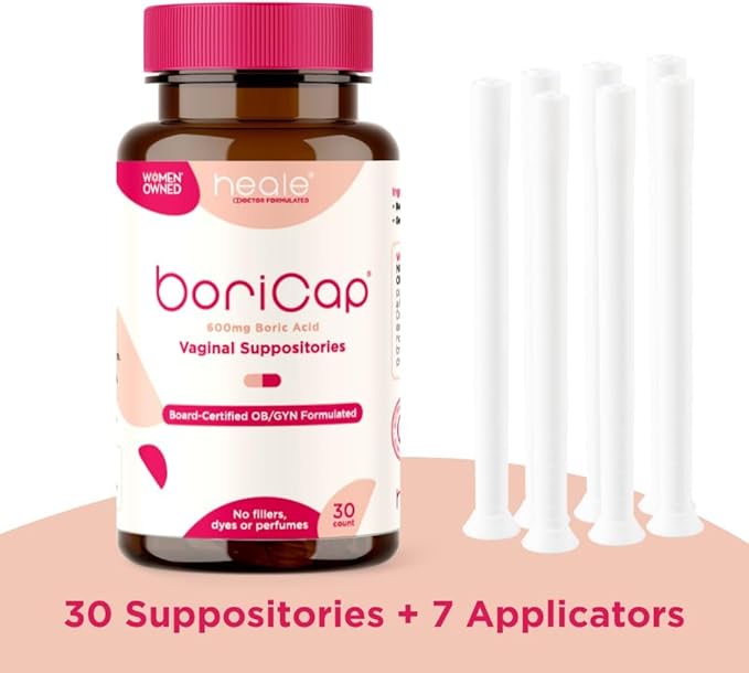 BoriCap Boric Acid Suppositories - Kit, 600mg - Restores pH and Normal Vaginal Health - Feminine Hygiene Products for Vaginal Odor & Discomfort - Suppository Made Without Dyes or Fillers