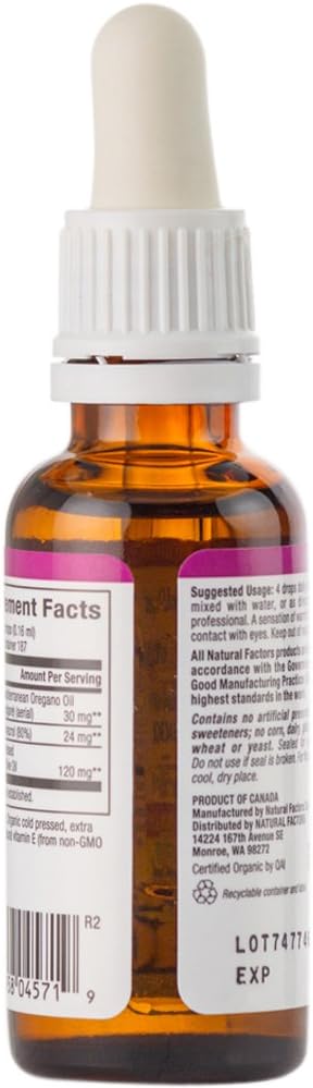 Natural Factors - Oil of Oregano, 187 Servings (1 oz)