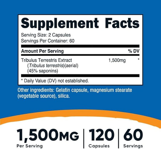 Nutricost Tribulus Terrestris Extract 750mg, 120 (3 Bottles)
