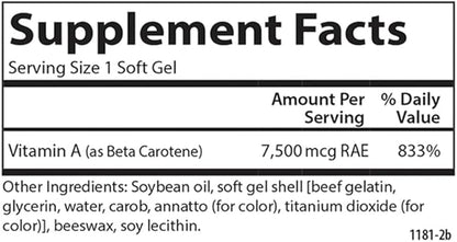 Carlson - Super Beta Carotene, 25000 (15 mg), 100 Softgels
