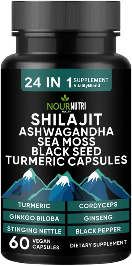 Vitality and Wellness Support Ultra 24 in 1 Supplements Blend – Ingredient includeShilajit,Black Seed Oil, Ashwagandha, and More – 60 Capsules