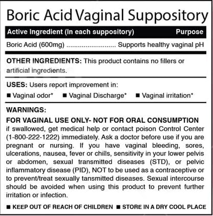 N'More Boric Acid Vaginal Suppositories- 100% Pure 30 Servings 1)