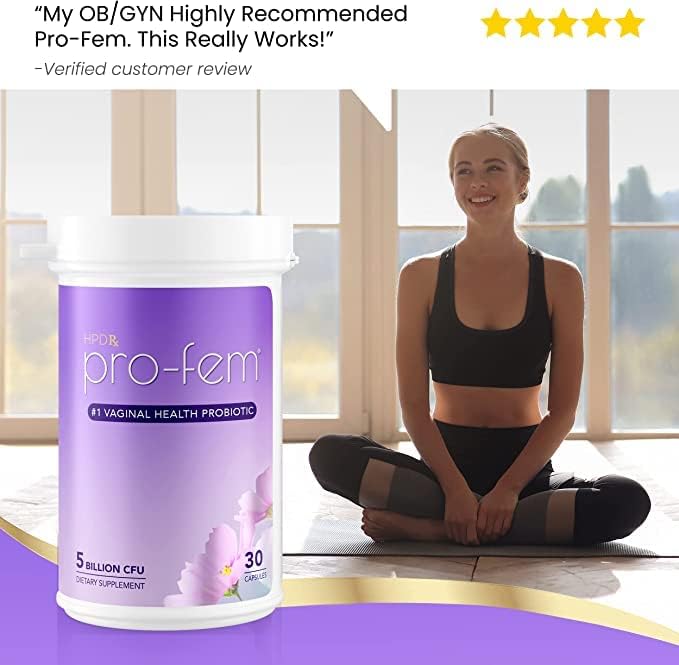 Pro-Fem #1 Vaginal Health Probiotic | Vaginal Probiotics | Clinically Proven to Promote Yeast & PH Balance, Urinary Tract Health | Feminine Probiotics | Works in 7 Days | 30 Capsules | 6-Pack