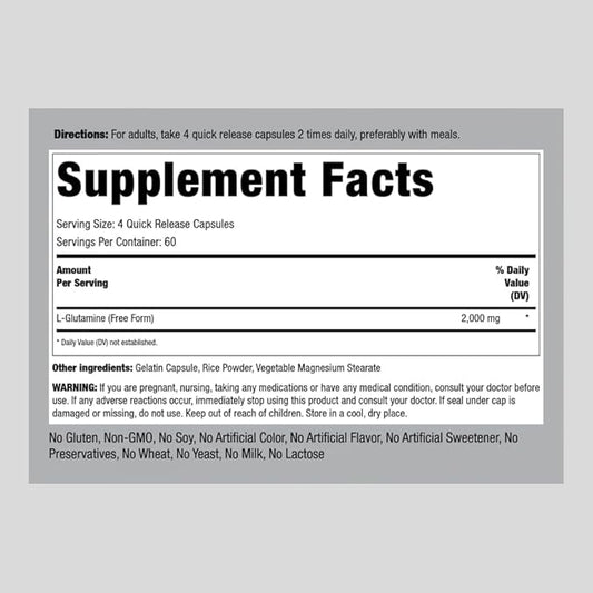 Piping Rock L Glutamine Capsules 2000 mg 240 Count