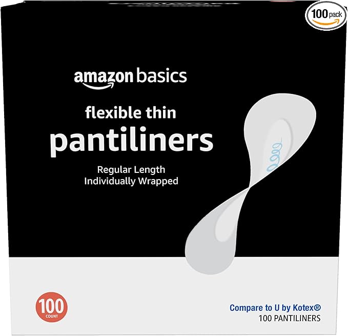 Amazon Basics Flexible Thin Pantiliner, Regular 100 Count, 1 Pack