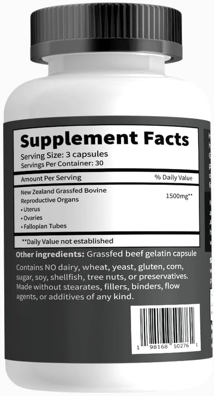 Primal Being Grassfed Beef Female Vitality Supplement- Supports Hormonal Health, Fertility, Inflammation, Energy - 90 Capsules, 1500mg per Serving