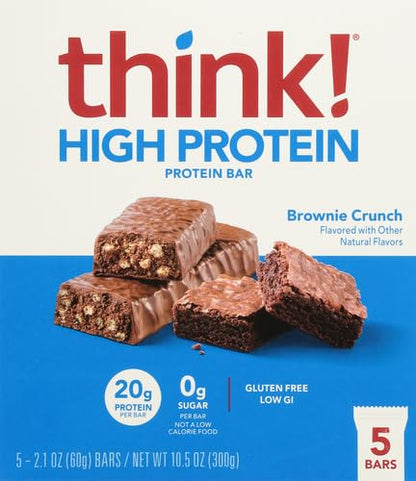Glanbia Performance Thinkthin High Protein Bars, Brownie Crunch, 5 ct