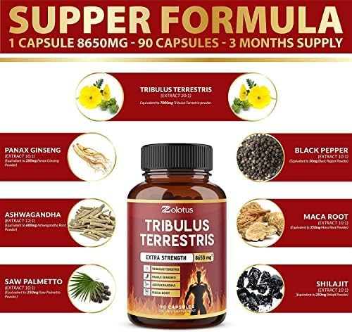 Zolotus Tribulus Terrestris, 8650mg Per Capsule, 3 Months
