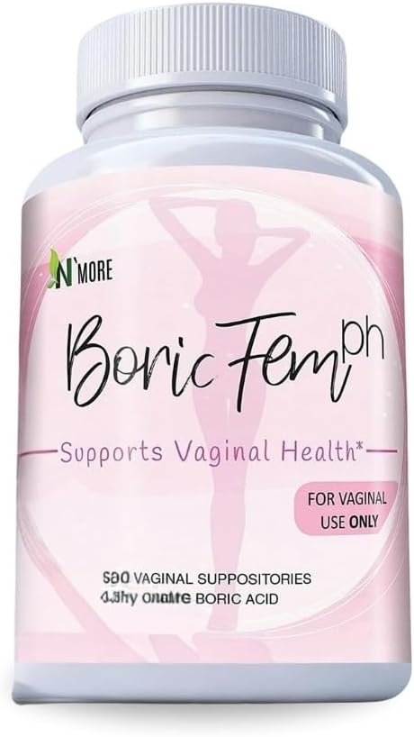 N'More Boric Acid Vaginal Suppositories- 100% Pure - Made in USA- Boricfem Vaginal Health Supplement- 30 Servings (Pack of 1)