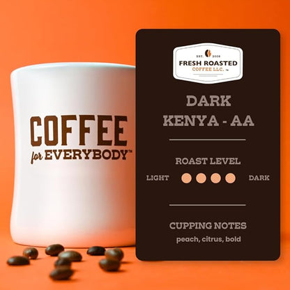 Fresh Roasted Coffee, Dark Kenya AA, 5 lb (80 oz), Dark Roast, Kosher, Whole Bean