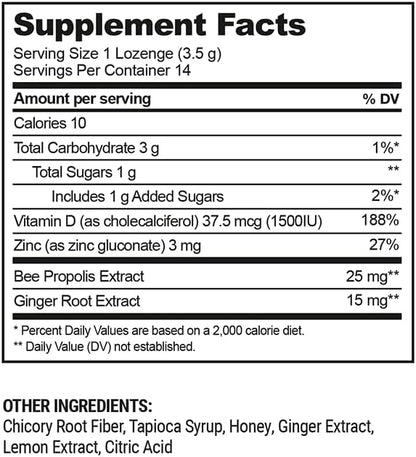BEEKEEPERS NATURALS Ginger Lemon Lozenges, 14