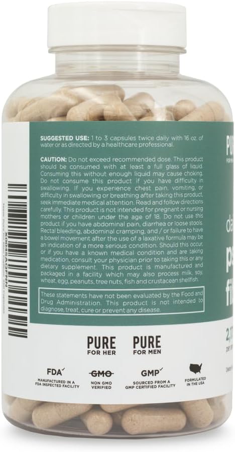Daily Psyllium Husk Fiber Supplement by 2,175mg Per 250 Capsules