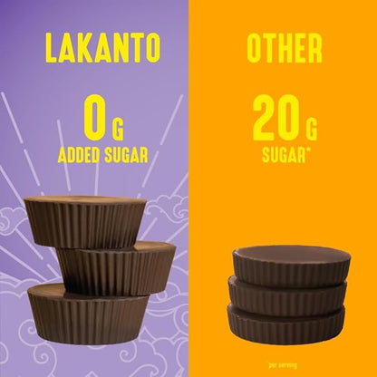 Lakanto Sugar Free Chocolate Peanut Butter Cups - Sweetened with Monk Fruit, On the Go, Gluten Free, Vegan, Keto Diet Friendly, 2g Net Carbs, Cocoa Butter, Nut Butter, Cacao (24 Cups - Pack of 1)