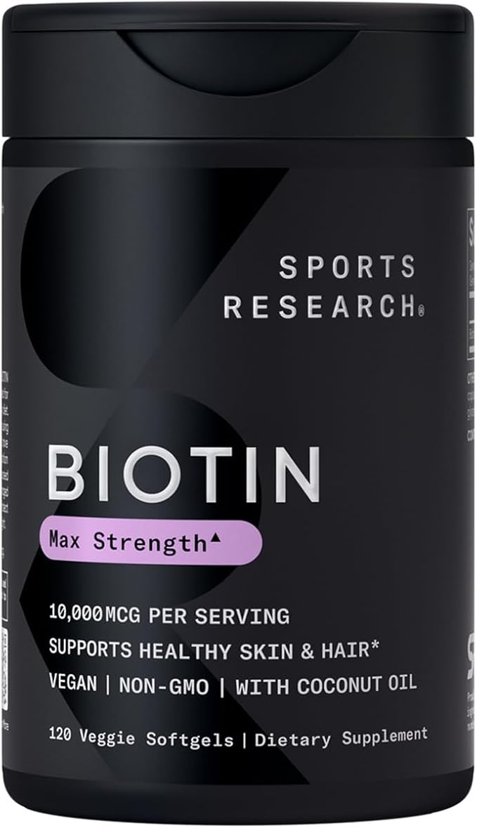 Sports Research Vegan Biotin 10,000mcg B7 for 120 Softgels (4 Month