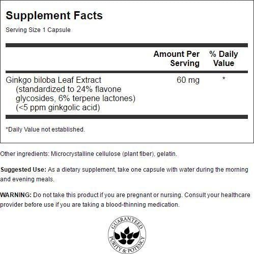 Swanson Ginkgo Biloba Extract 24% 60 120 Capsules
