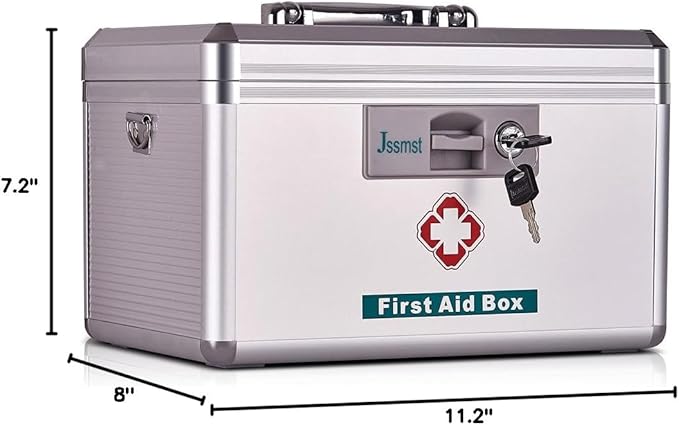 Jssmst Locking Medicine Box 11.4 x 8.1 x7.4 x7.4 Inches, New(MC14020)