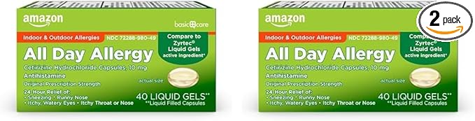 Amazon Basic Care All Day Allergy 24 Hour 10 mg, 40 Count 2)