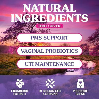 Seraphina Vaginal Probiotics 2-in-1 for Women + Hormone Balance - 90 Capsules Complete Feminine Care, PMS & Urinary Tract Health, Prebiotic Blend, 10 Billion CFU, 6 Strains (90 Count (Pack of 1))